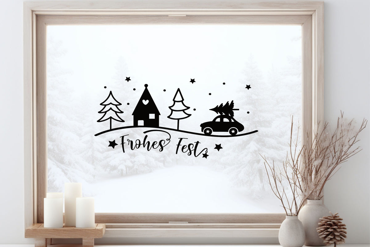 Frohes Fest Weihnachtsfensterbild Fensteraufkleber Weihnachten Weihnachtsdeko Fensterbild Aufkleber Sticker Deko für Glas , Spiegel, Fenster