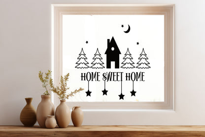 Home Sweet Home Weihnachtsfensterbild Fensteraufkleber Weihnachten Weihnachtsdeko Fensterbild Aufkleber Sticker für Glas , Spiegel, Fenster