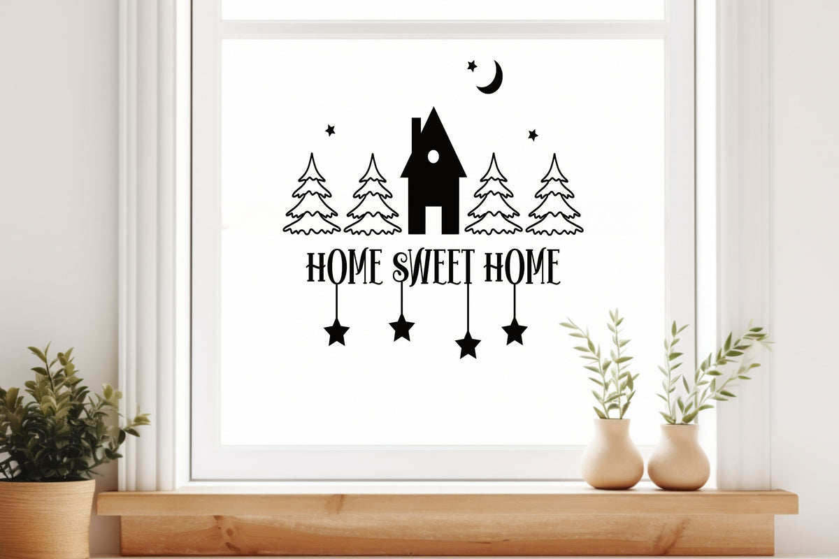 Home Sweet Home Weihnachtsfensterbild Fensteraufkleber Weihnachten Weihnachtsdeko Fensterbild Aufkleber Sticker für Glas , Spiegel, Fenster
