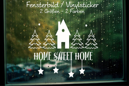 Home Sweet Home Weihnachtsfensterbild Fensteraufkleber Weihnachten Weihnachtsdeko Fensterbild Aufkleber Sticker für Glas , Spiegel, Fenster