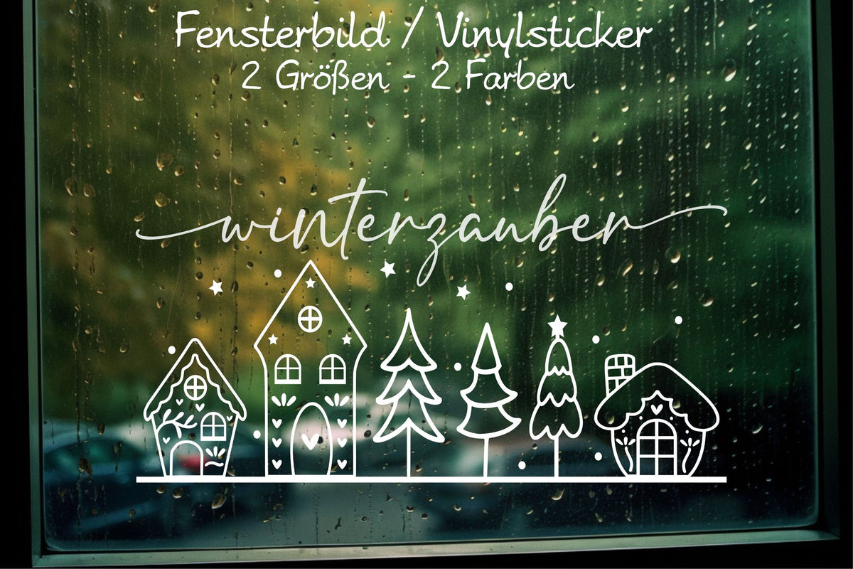 Winterzauber Weihnachtsfensterbild Fensteraufkleber Winterdeko Weihnachtsdeko Fensterbild Aufkleber Sticker für Glas , Spiegel, Fenster