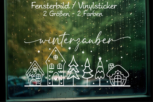 Winterzauber Weihnachtsfensterbild Fensteraufkleber Winterdeko Weihnachtsdeko Fensterbild Aufkleber Sticker für Glas , Spiegel, Fenster