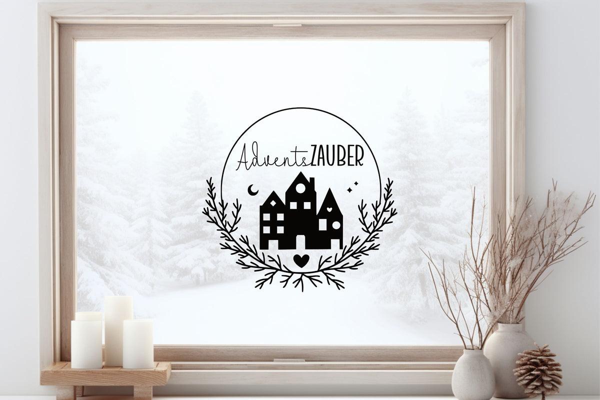 Adventszauber Weihnachten Weihnachtsfenster Fensterbild Aufkleber Fenstersticker Weihnachtsfensterbild Stil Minimalistisch Skandinavisch
