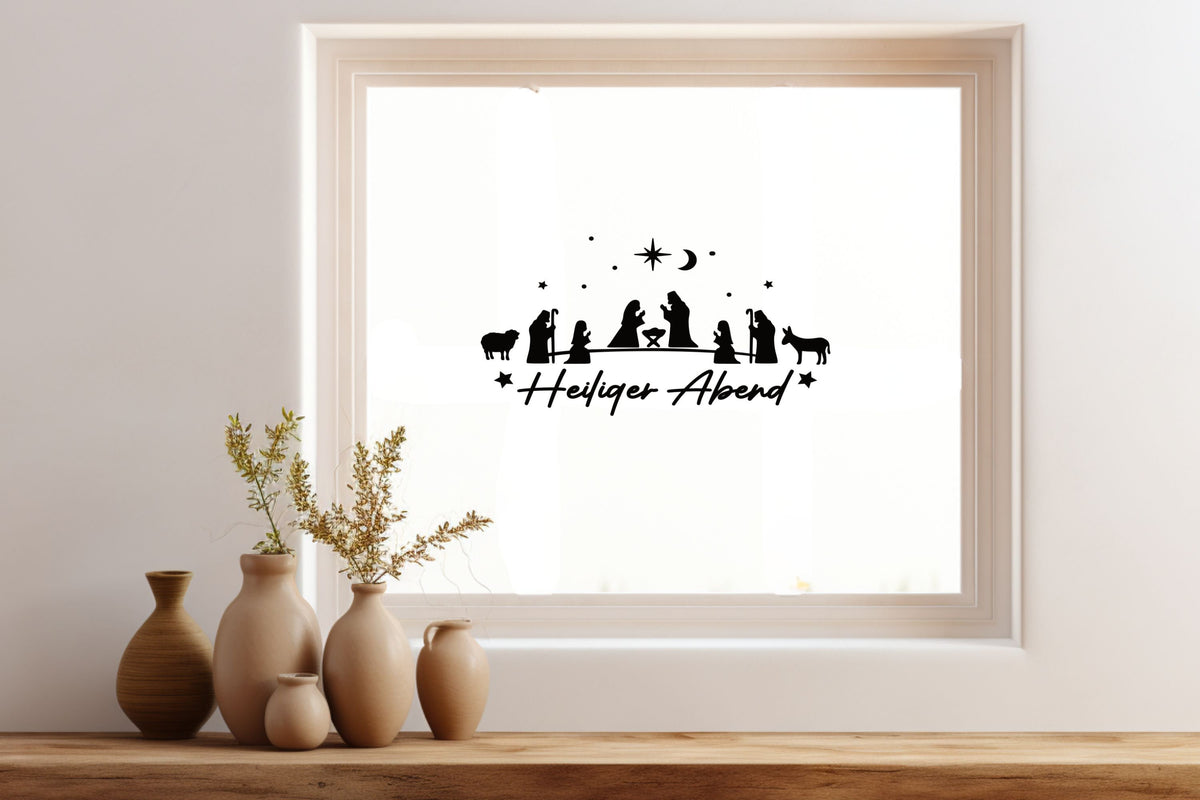Heiliger Abend Fensteraufkleber Krippe Christkind Jesuskind Fensterbild Aufkleber Fenstersticker Weihnachtsfensterbild Krippenspiel Sticker