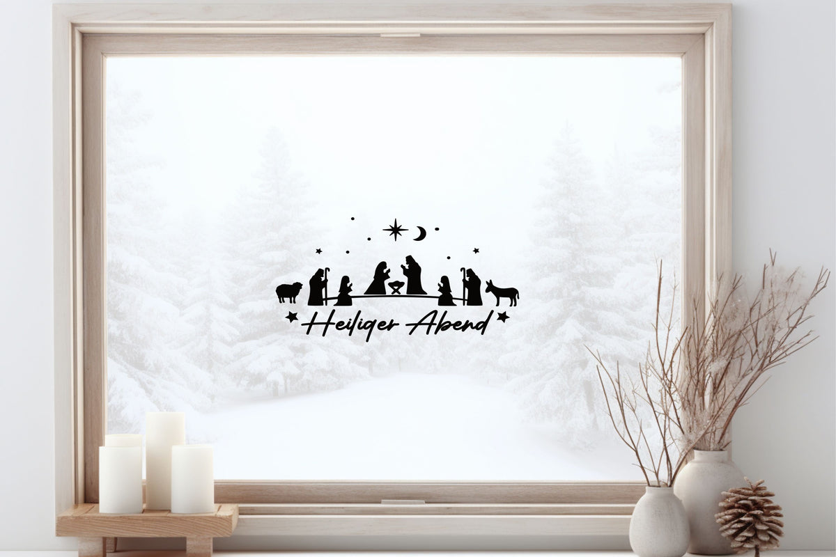 Heiliger Abend Fensteraufkleber Krippe Christkind Jesuskind Fensterbild Aufkleber Fenstersticker Weihnachtsfensterbild Krippenspiel Sticker