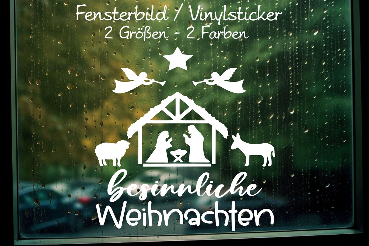 besinnliche Weihnachten Fensteraufkleber Krippe Christkind Jesuskind Fensterbild Aufkleber Fenstersticker Weihnachtsfensterbild Krippenspiel