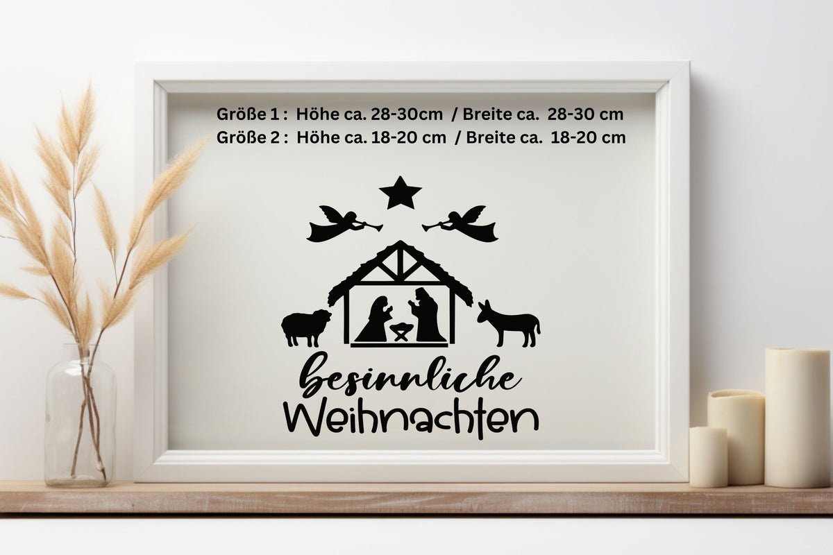 besinnliche Weihnachten Fensteraufkleber Krippe Christkind Jesuskind Fensterbild Aufkleber Fenstersticker Weihnachtsfensterbild Krippenspiel