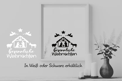 besinnliche Weihnachten Fensteraufkleber Krippe Christkind Jesuskind Fensterbild Aufkleber Fenstersticker Weihnachtsfensterbild Krippenspiel