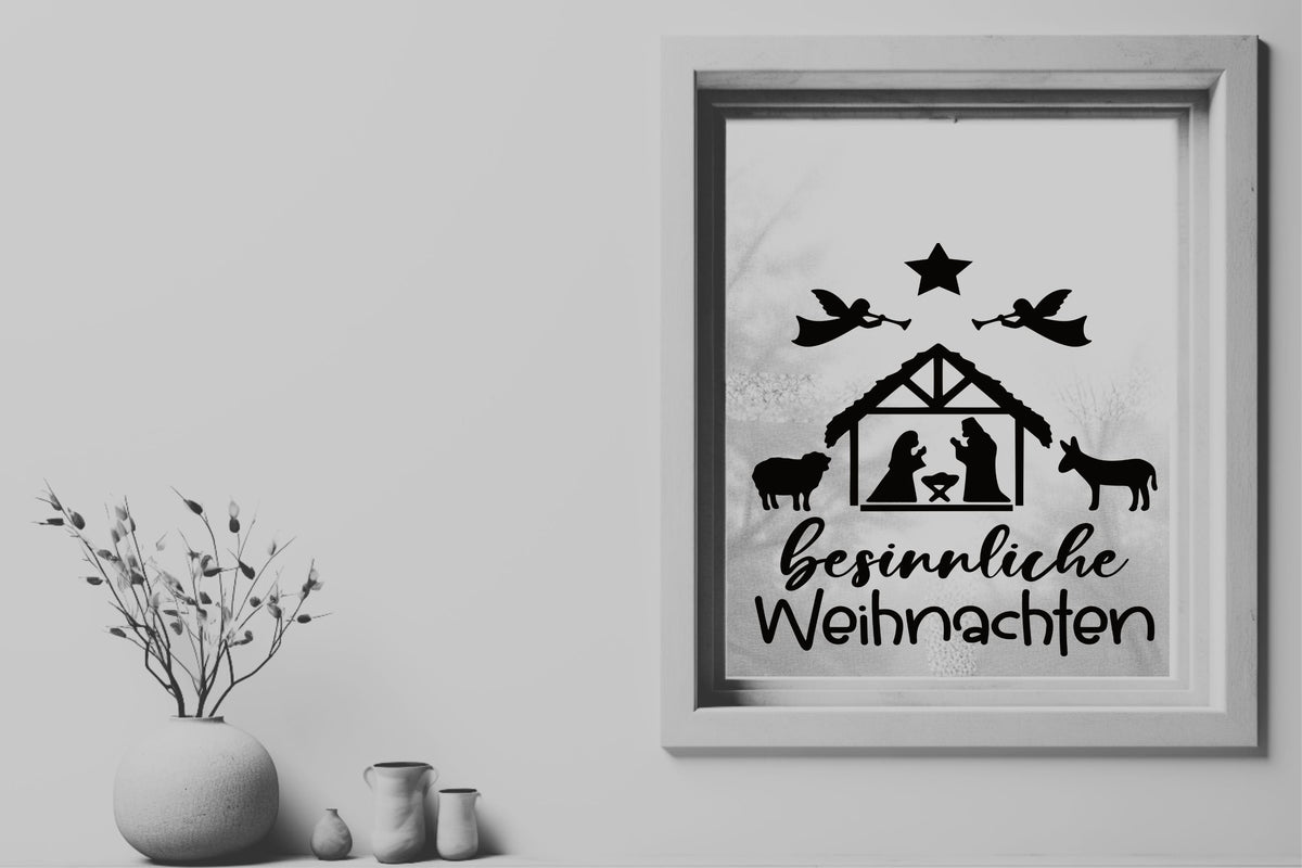 besinnliche Weihnachten Fensteraufkleber Krippe Christkind Jesuskind Fensterbild Aufkleber Fenstersticker Weihnachtsfensterbild Krippenspiel