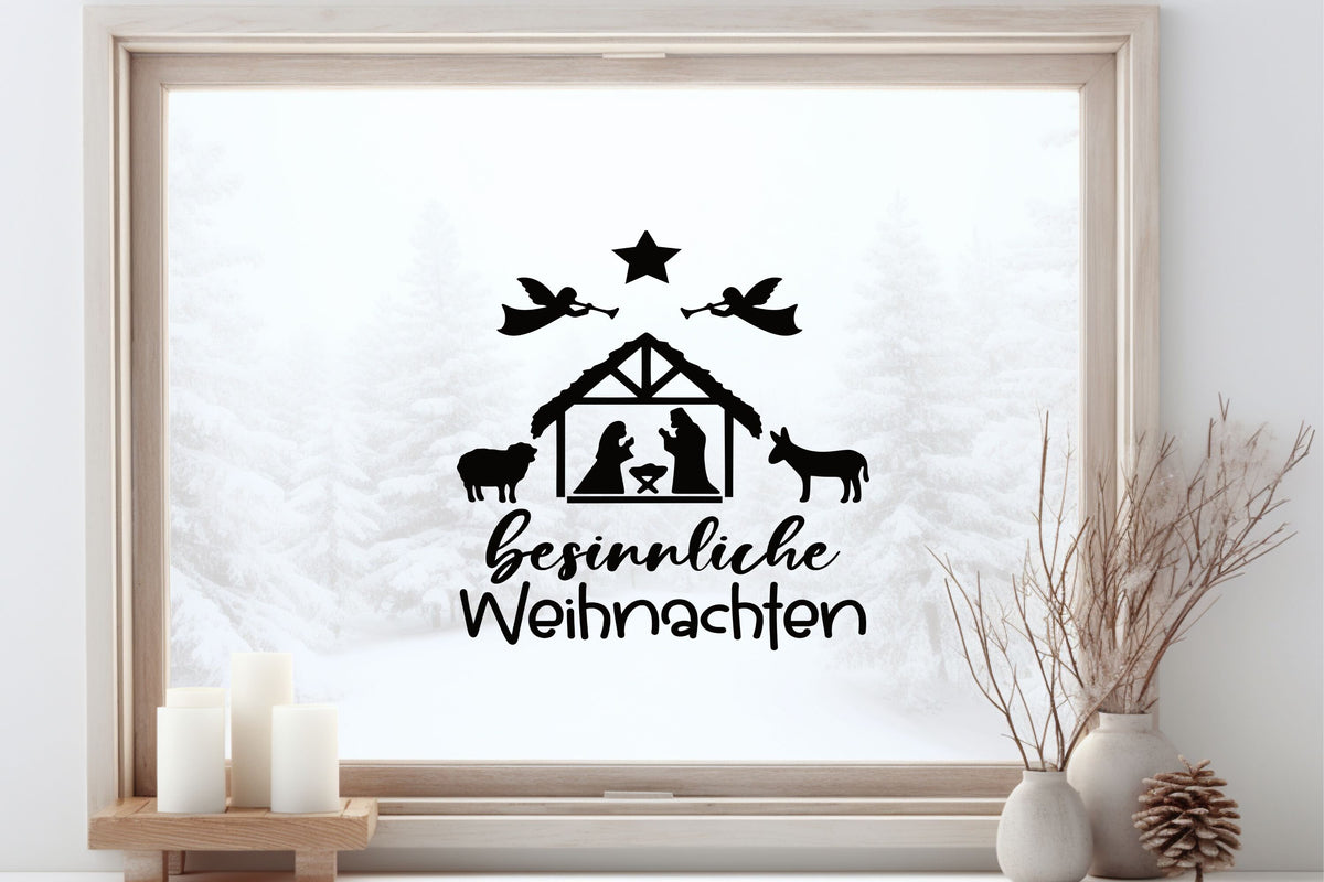besinnliche Weihnachten Fensteraufkleber Krippe Christkind Jesuskind Fensterbild Aufkleber Fenstersticker Weihnachtsfensterbild Krippenspiel