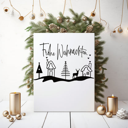Frohe Weihnachten Fensteraufkleber Weihnachtsbäume Deko Fensterbild Aufkleber Sticker Weihnachtshäuser auch XXL Szene Minimalistisch