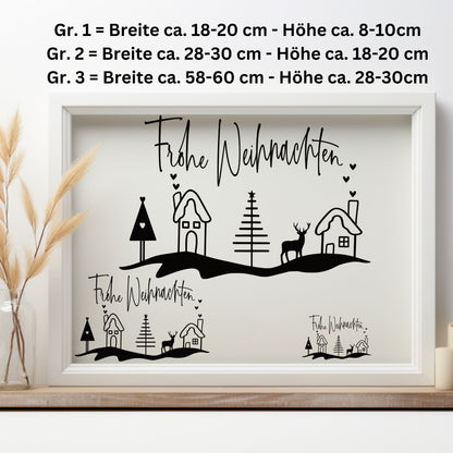 Frohe Weihnachten Fensteraufkleber Weihnachtsbäume Deko Fensterbild Aufkleber Sticker Weihnachtshäuser auch XXL Szene Minimalistisch