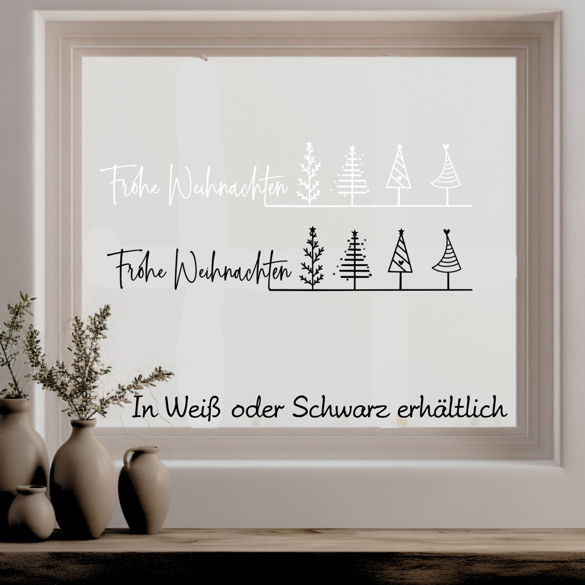 Frohe Weihnachten Fensteraufkleber Weihnachtsbäume Weihnachtsdeko Fensterbild Aufkleber Sticker Tannenbäume auch XXL Version Minimalistisch