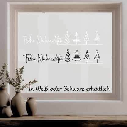 Frohe Weihnachten Fensteraufkleber Weihnachtsbäume Weihnachtsdeko Fensterbild Aufkleber Sticker Tannenbäume auch XXL Version Minimalistisch