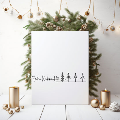 Frohe Weihnachten Fensteraufkleber Weihnachtsbäume Weihnachtsdeko Fensterbild Aufkleber Sticker Tannenbäume auch XXL Version Minimalistisch
