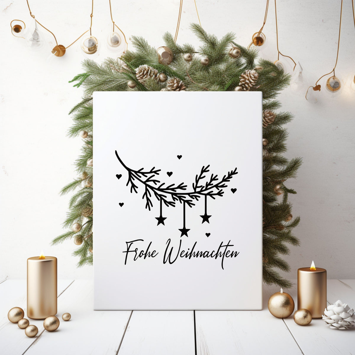 Frohe Weihnachten Fensteraufkleber Weihnachtsbäume Deko Fensterbild Aufkleber Sticker Tannenzweig m. Sternen auch XXL Version Minimalistisch