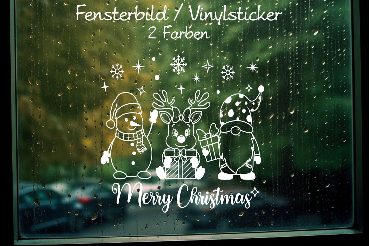 merry christmas Weihnachtsfensterbild Schneemann Fensteraufkleber Weihnachtsdeko Fensterbild Aufkleber Sticker Kinderfenster Glas , Spiegel