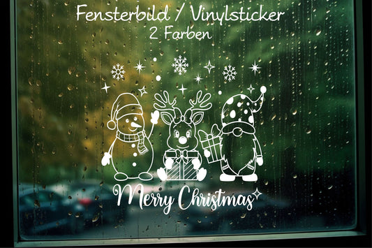 merry christmas Weihnachtsfensterbild Schneemann Fensteraufkleber Weihnachtsdeko Fensterbild Aufkleber Sticker Kinderfenster Glas , Spiegel