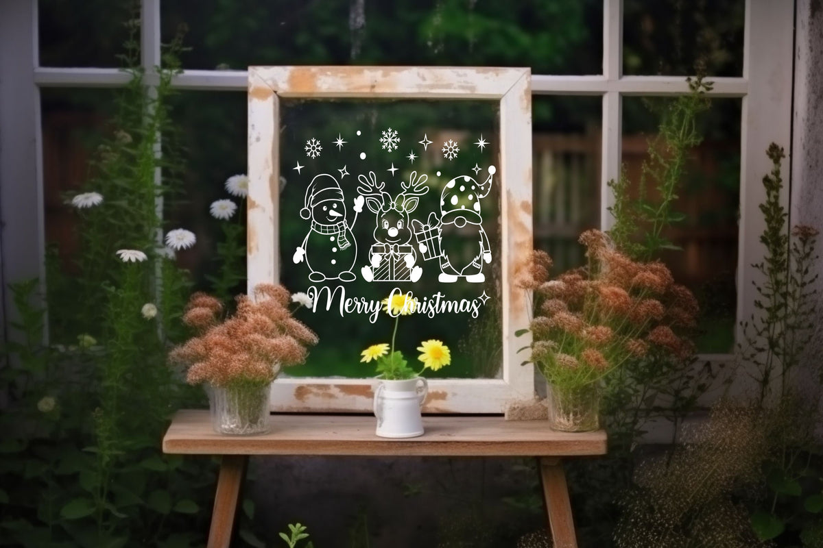 merry christmas Weihnachtsfensterbild Schneemann Fensteraufkleber Weihnachtsdeko Fensterbild Aufkleber Sticker Kinderfenster Glas , Spiegel