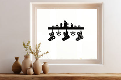 Aufkleber Fensteraufkleber Sticker Nikolausstiefel Winter Dekoration Vinyl Adventszeit Fensterbild Weihnachtsdekoration Nikolaus Kaminsims
