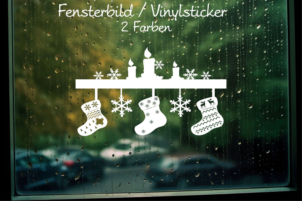 Aufkleber Fensteraufkleber Sticker Nikolausstiefel Winter Dekoration Vinyl Adventszeit Fensterbild Weihnachtsdekoration Nikolaus Kaminsims