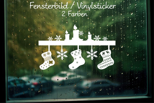 Aufkleber Fensteraufkleber Sticker Nikolausstiefel Winter Dekoration Vinyl Adventszeit Fensterbild Weihnachtsdekoration Nikolaus Kaminsims