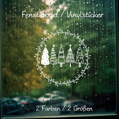 Tannenbäume Fensteraufkleber Weihnachten Weihnachtsdeko Fensterbild Aufkleber Weihnachtsbäume Kranz Sticker Deko Glas, Fenste, Türen