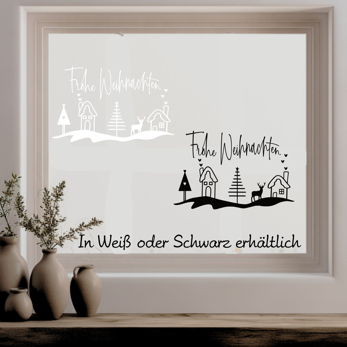 Frohe Weihnachten Fensteraufkleber Weihnachtsbäume Deko Fensterbild Aufkleber Sticker Weihnachtshäuser auch XXL Szene Minimalistisch
