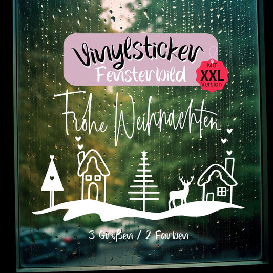 Frohe Weihnachten Fensteraufkleber Weihnachtsbäume Deko Fensterbild Aufkleber Sticker Weihnachtshäuser auch XXL Szene Minimalistisch