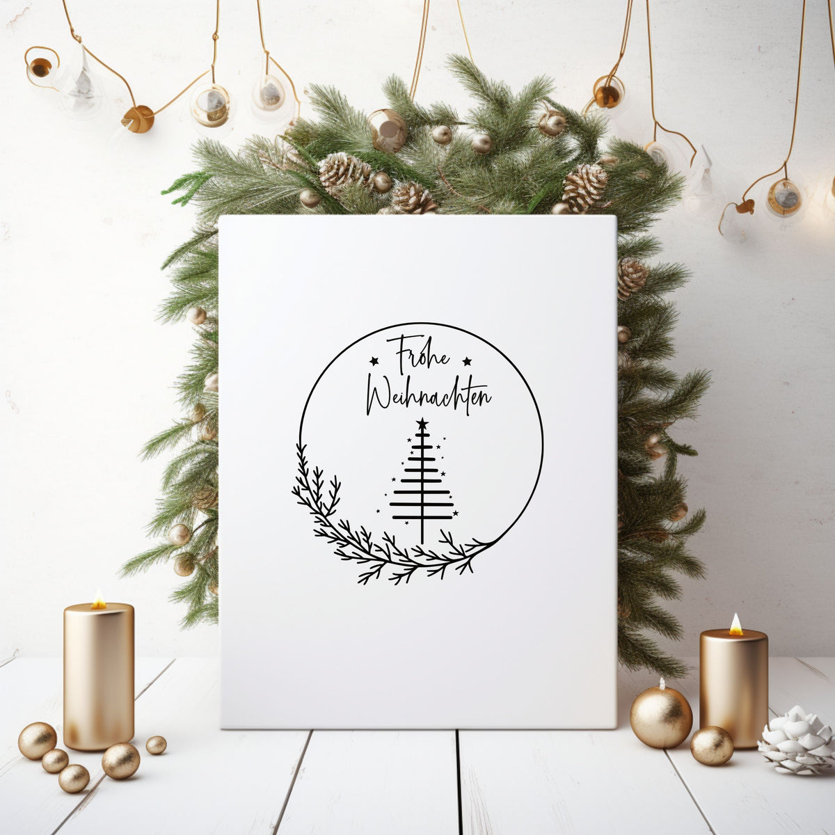 Fensteraufkleber Weihnachtsdeko Frohe Weihnachten Fensterbild mit Tanne Fenstersticker Weihnachtsfensterbild Minimalistisch Skandinavisch