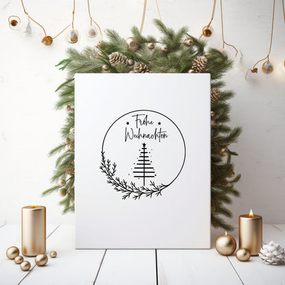 Fensteraufkleber Weihnachtsdeko Frohe Weihnachten Fensterbild mit Tanne Fenstersticker Weihnachtsfensterbild Minimalistisch Skandinavisch
