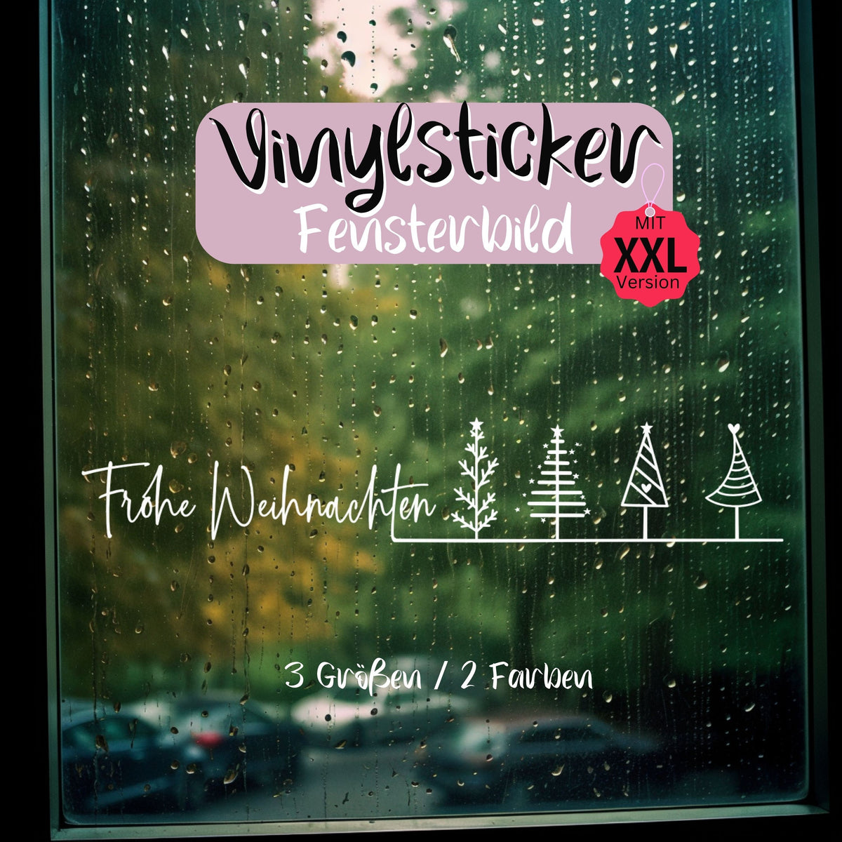 Frohe Weihnachten Fensteraufkleber Weihnachtsbäume Weihnachtsdeko Fensterbild Aufkleber Sticker Tannenbäume auch XXL Version Minimalistisch