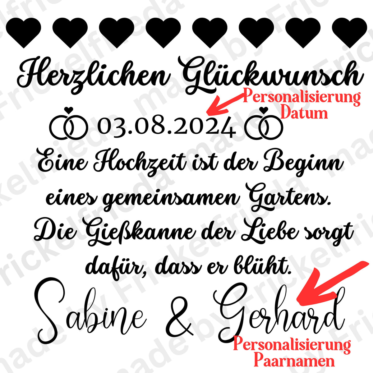 Gießkanne Hochzeit personalisiertes Hochzeitsgeschenk ,Geschenk Ehepaar, Eheleute Geschenkidee Geldgeschenk ,Kanne f. Kies,Brautpaargeschenk