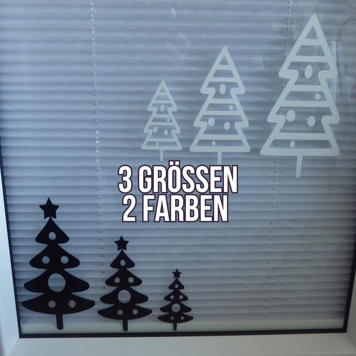 15 Bäume Weihnachten Fensteraufkleber Weihnachtsbäume Weihnachtsdeko Fensterbild Aufkleber Sticker Tannenbäume 2 Designs, 2 Farben ,3 Größen
