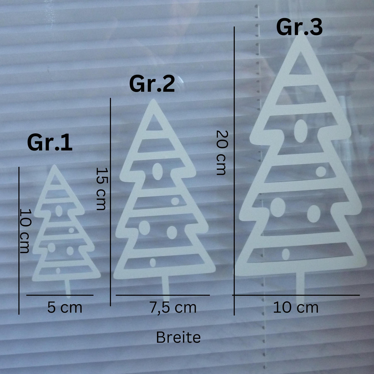 15 Bäume Weihnachten Fensteraufkleber Weihnachtsbäume Weihnachtsdeko Fensterbild Aufkleber Sticker Tannenbäume 2 Designs, 2 Farben ,3 Größen
