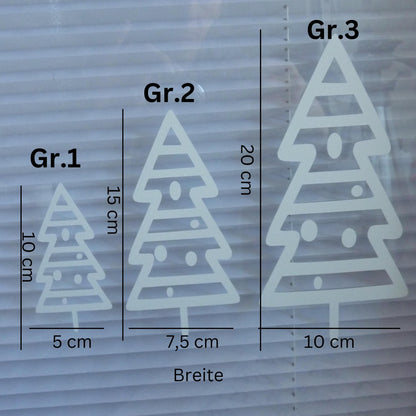 15 Bäume Weihnachten Fensteraufkleber Weihnachtsbäume Weihnachtsdeko Fensterbild Aufkleber Sticker Tannenbäume 2 Designs, 2 Farben ,3 Größen