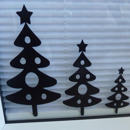 15 Bäume Weihnachten Fensteraufkleber Weihnachtsbäume Weihnachtsdeko Fensterbild Aufkleber Sticker Tannenbäume 2 Designs, 2 Farben ,3 Größen