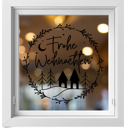 Fensterdeko Frohe Weihnachten Fensterbild Weihnachtsdekoration Sticker Kranz Advent Dekofenster 2 Farben 2 Größen minimalistisch Aufkleber
