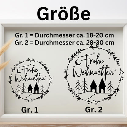 Fensterdeko Frohe Weihnachten Fensterbild Weihnachtsdekoration Sticker Kranz Advent Dekofenster 2 Farben 2 Größen minimalistisch Aufkleber