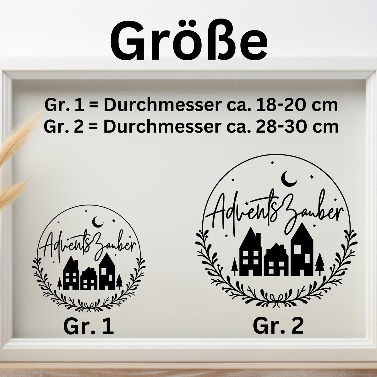 Fensterdeko Adventszauber Weihnachten Fensterbild Weihnachtsdekoration Sticker Kranz für Advent Dekofenster in 2 Farben 2 Größen Aufkleber