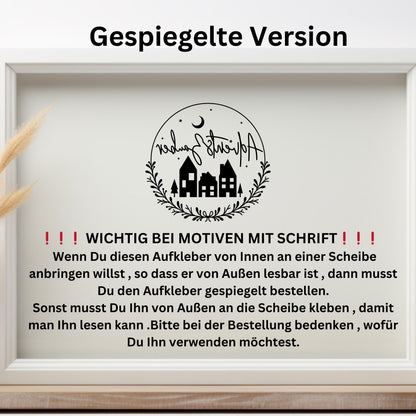 Fensterdeko Adventszauber Weihnachten Fensterbild Weihnachtsdekoration Sticker Kranz für Advent Dekofenster in 2 Farben 2 Größen Aufkleber