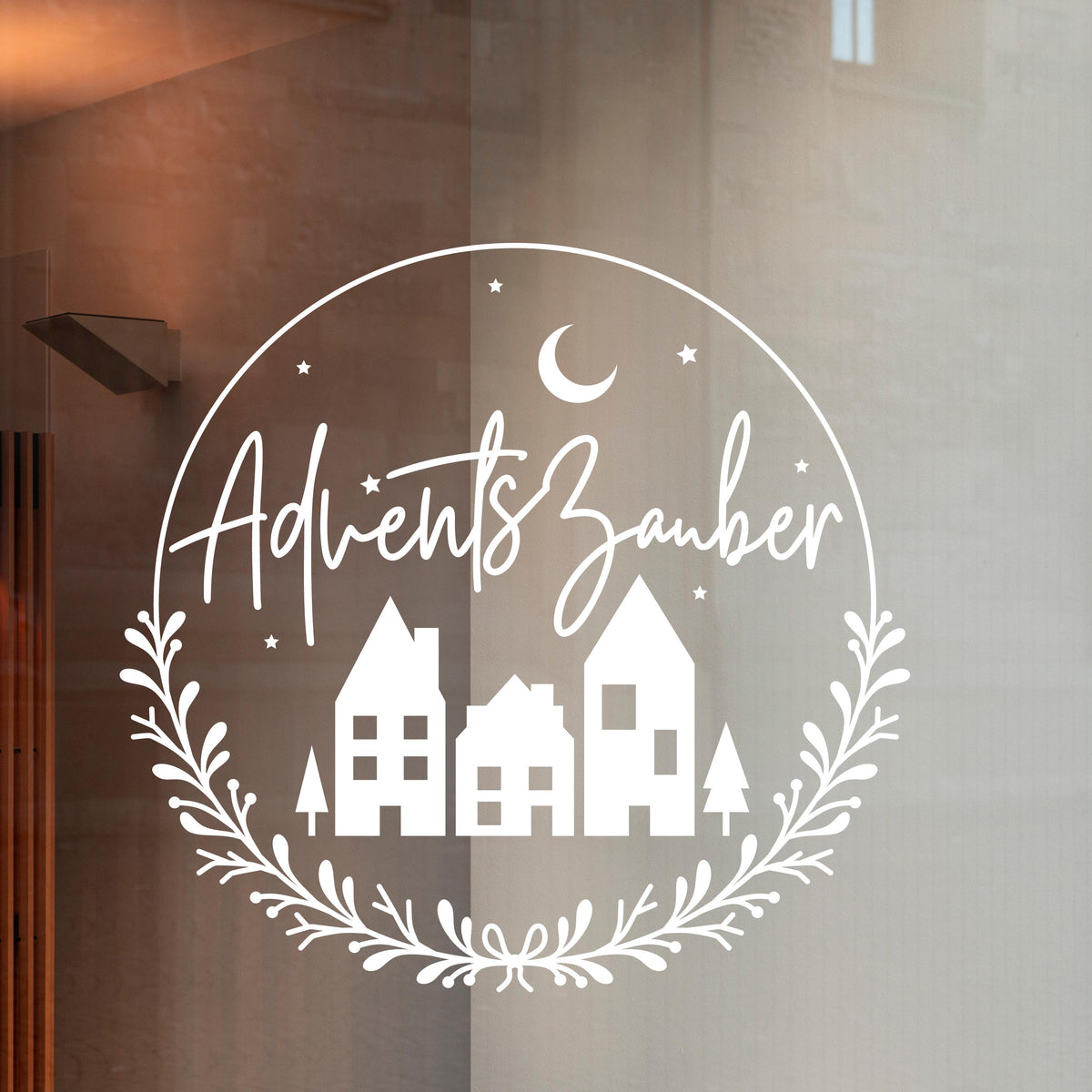 Fensterdeko Adventszauber Weihnachten Fensterbild Weihnachtsdekoration Sticker Kranz für Advent Dekofenster in 2 Farben 2 Größen Aufkleber
