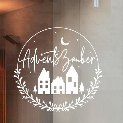 Fensterdeko Adventszauber Weihnachten Fensterbild Weihnachtsdekoration Sticker Kranz für Advent Dekofenster in 2 Farben 2 Größen Aufkleber