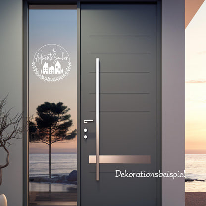Fensterdeko Adventszauber Weihnachten Fensterbild Weihnachtsdekoration Sticker Kranz für Advent Dekofenster in 2 Farben 2 Größen Aufkleber