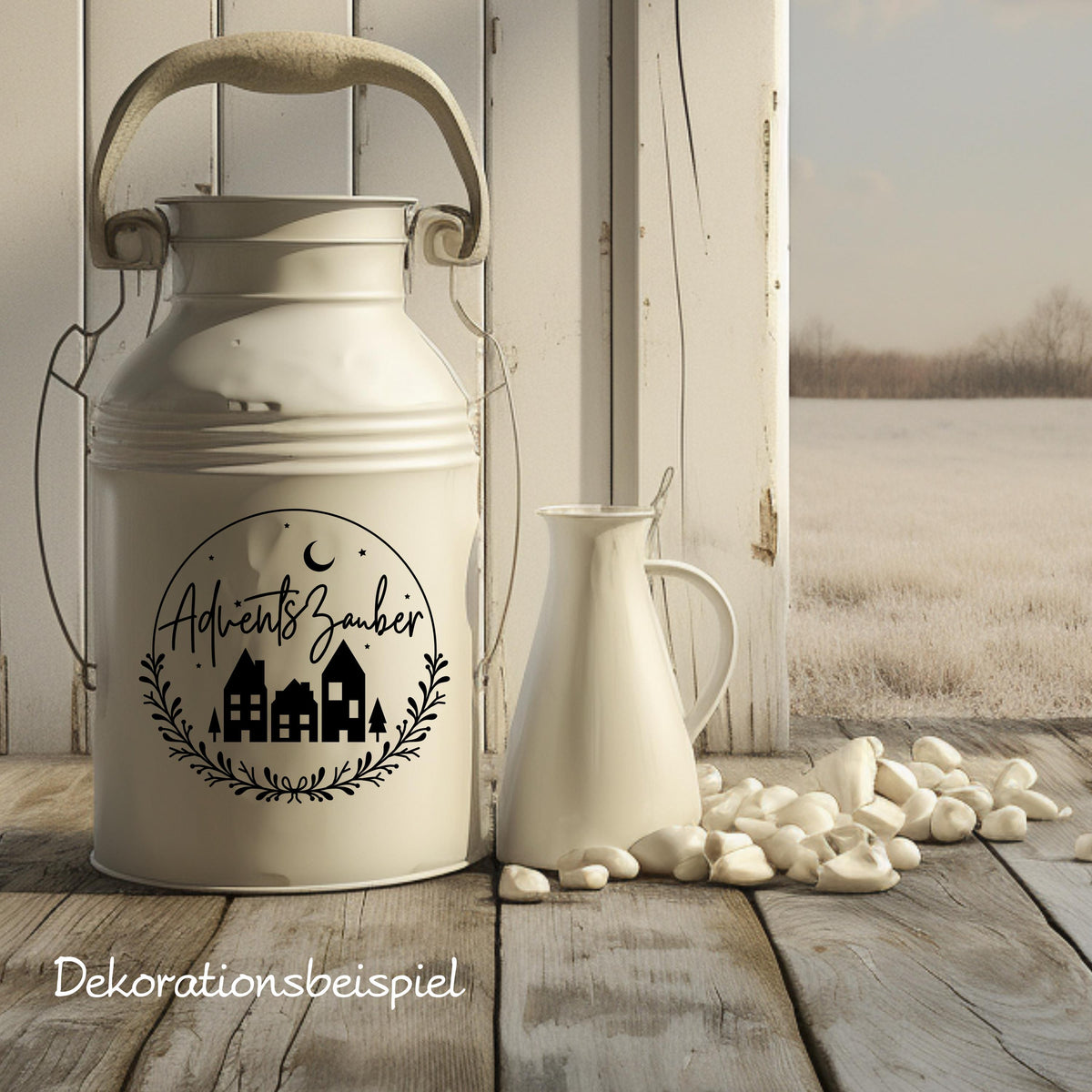 Fensterdeko Adventszauber Weihnachten Fensterbild Weihnachtsdekoration Sticker Kranz für Advent Dekofenster in 2 Farben 2 Größen Aufkleber