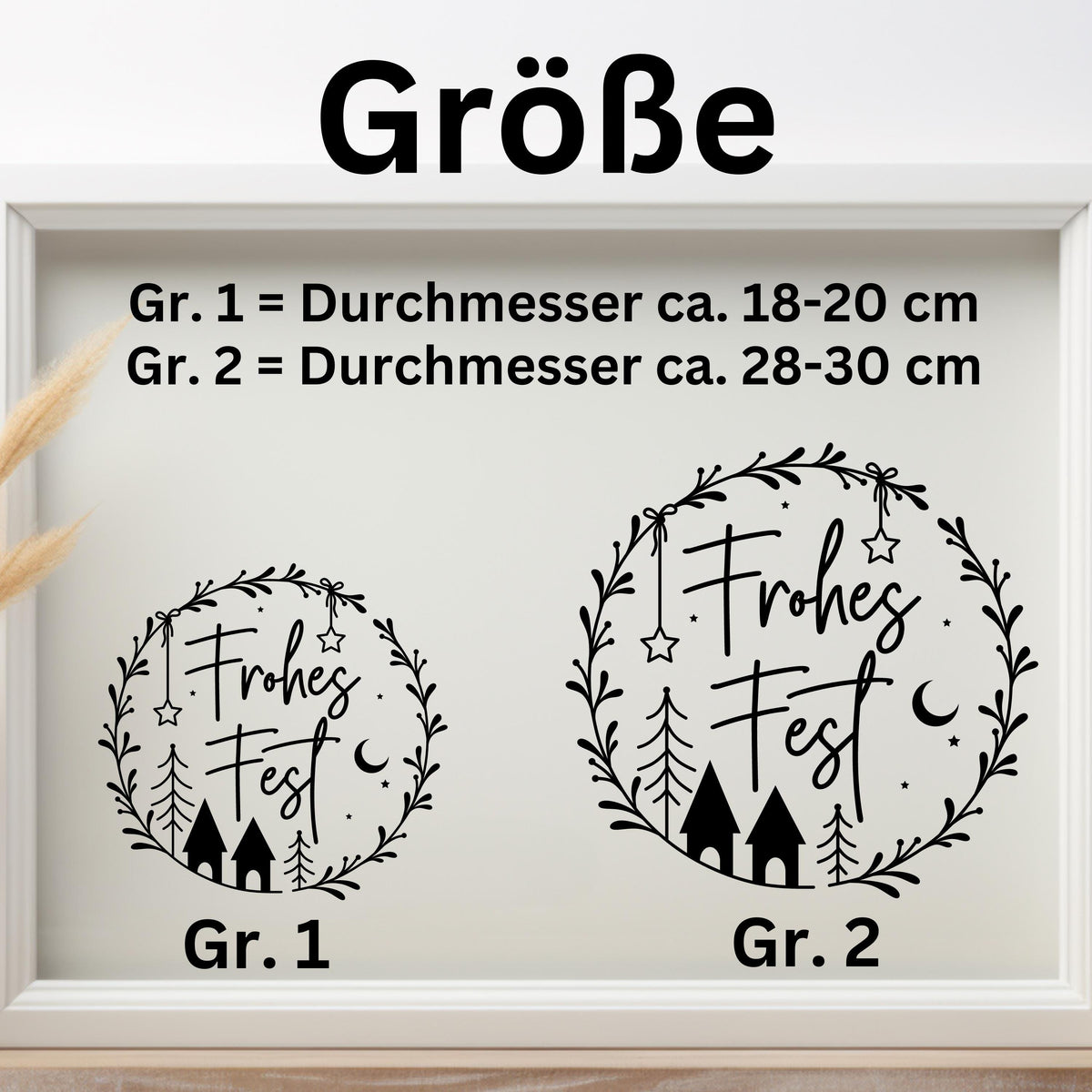 Weihnachtsfensterbild Frohes Fest Weihnachten Fensterbild Weihnachtsdekoration Sticker Kranz Advent Dekofenster 2 Farben 2 Größen Aufkleber