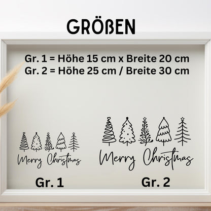 Weihnachtsfensterbild merry christmas Weihnachten Fensterbild Weihnachtsdekoration Sticker Tannen Dekofenster 2 Farben 2 Größen Aufkleber