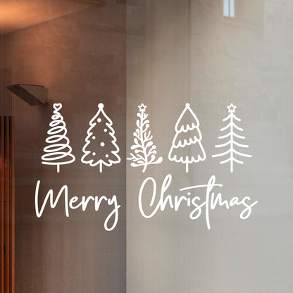 Weihnachtsfensterbild merry christmas Weihnachten Fensterbild Weihnachtsdekoration Sticker Tannen Dekofenster 2 Farben 2 Größen Aufkleber