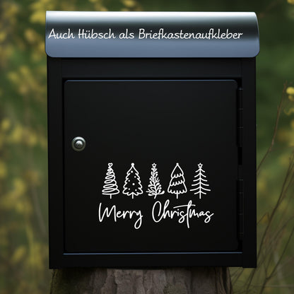 Weihnachtsfensterbild merry christmas Weihnachten Fensterbild Weihnachtsdekoration Sticker Tannen Dekofenster 2 Farben 2 Größen Aufkleber