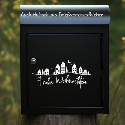 Weihnachtsfensterbild Häuser Stadt Frohe Weihnachten Fensterbild Weihnachtsdekoration Sticker  Dekofenster 2 Farben 2 Größen Aufkleber